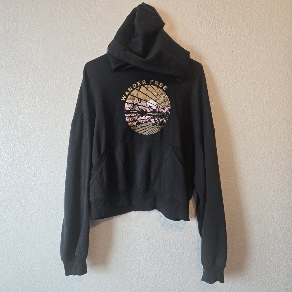 Flirtitude Large black super soft wander free graphic hoodie